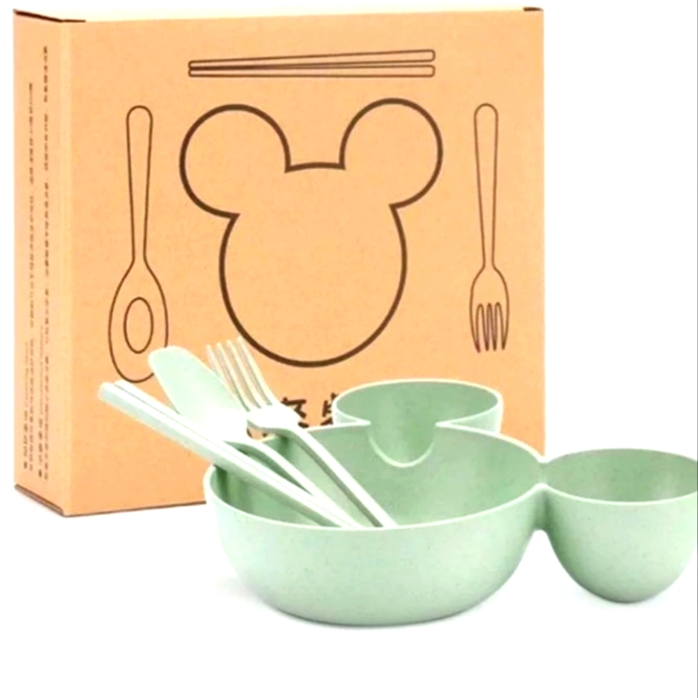 Mickey Mouse Toddler Plastic Wheat Straw Dinnerware 4 piece in 1
